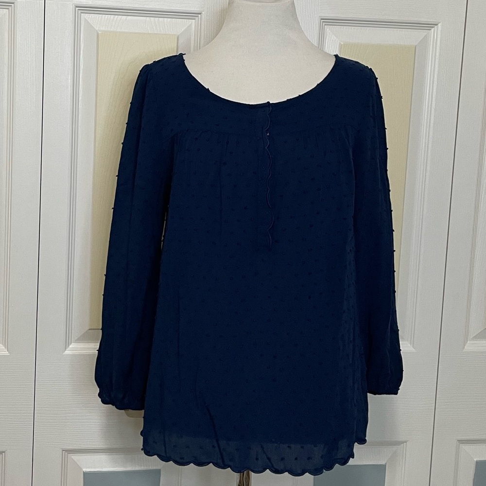 Anthropologie Maeve Emmaline Swiss Raised Clip Dot Textured Blouse Size‎ 8 Rayon